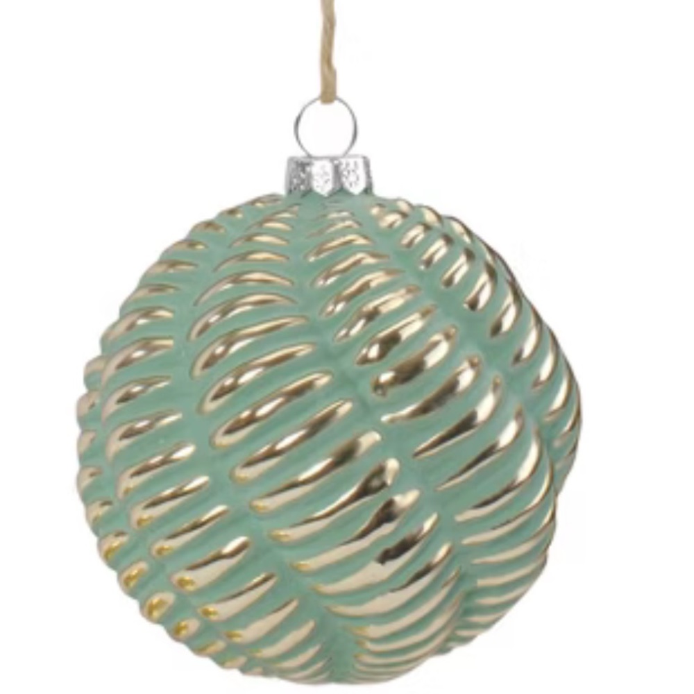 Northlight 4” Elegant Green and Gold Glass Holiday Christmas Ornament